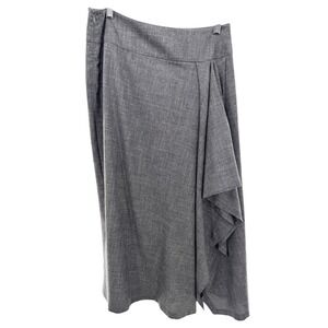 Michael Kors Collection Grey Cascade Ruffled Midi Skirt Size 10 Italy Wool Silk